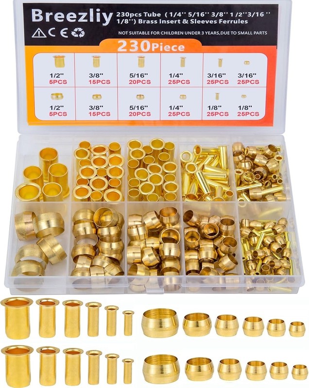 Brass Compression Fittings Assortment Kit for Air Water Fuel Oil Gases gallery