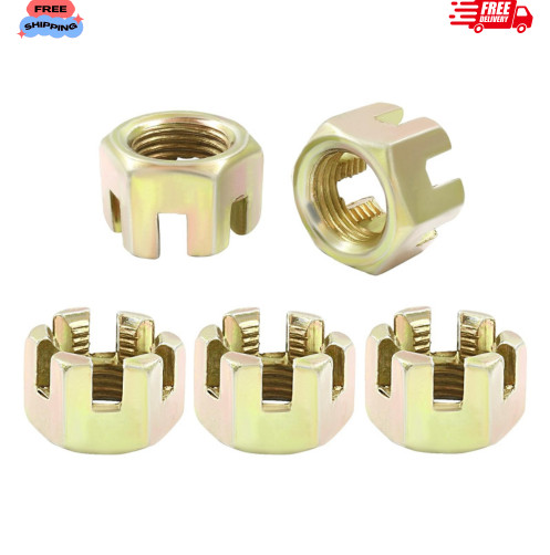 5Pcs M16 X 1.5Mm Pitch Hex Slotted Castle Nut,Grade 4.8 Carbon Steel Hexagon Cas
