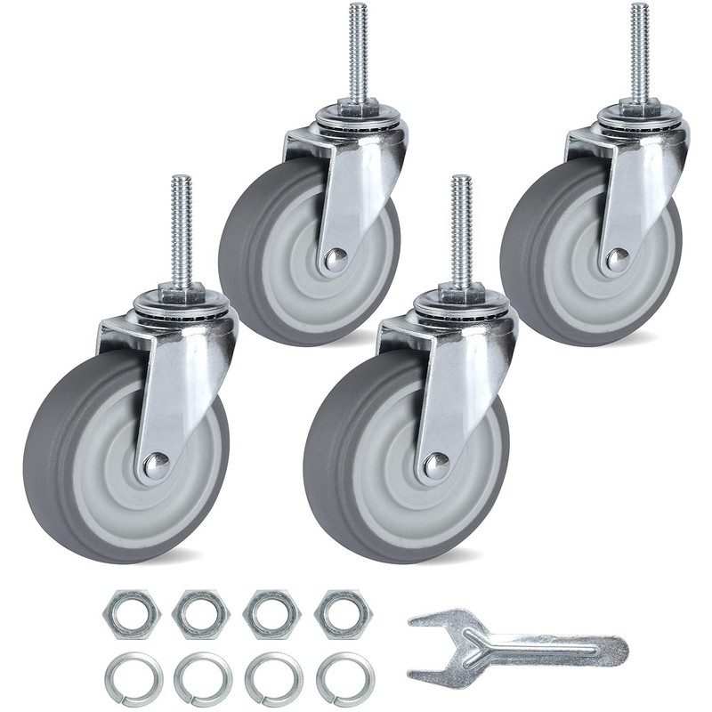 Finnhomy Caster Wheels 3 Inch Set of 4 Heavy Duty Threaded Stem Casters 5/16-18x