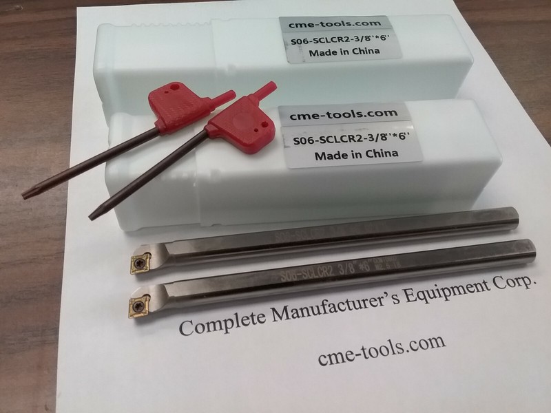 2pcs 3/8″ Indexable Boring Bar, S06-SCLCR2, 3/8×6″ OAL w.CCMT Insert, 1004-IDX38