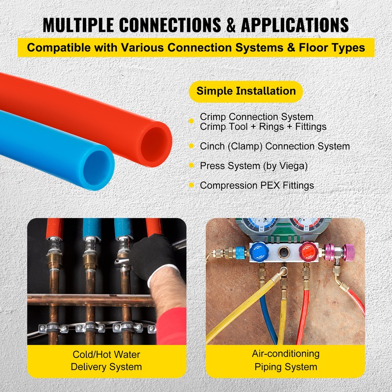 1/2" 2 X 100ft Red & Blue PEX Tubing For Potable Water w/ Cutter & Clamp gallery