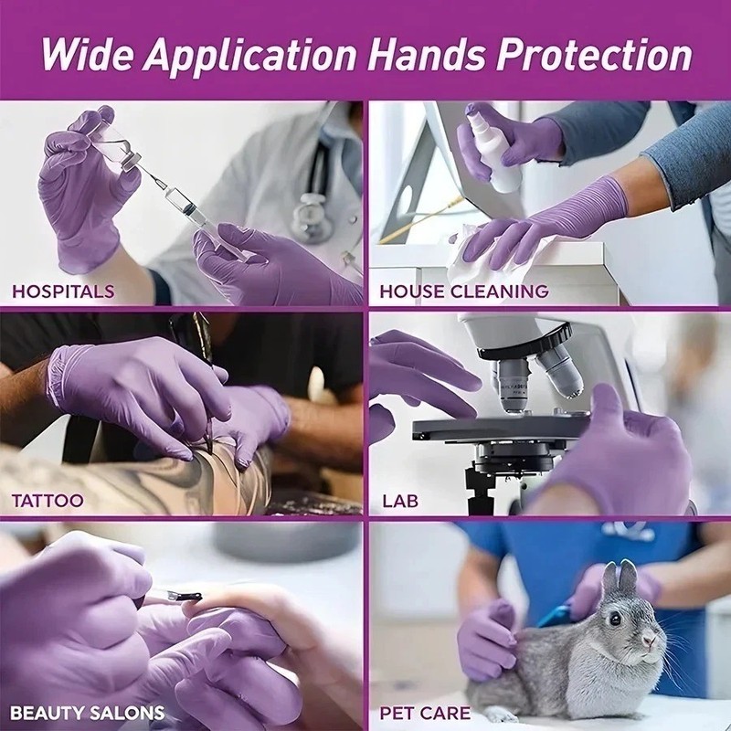 100 Count Disposable Nitrile Exam Gloves 4 Mil Latex-Free Food Safe gallery
