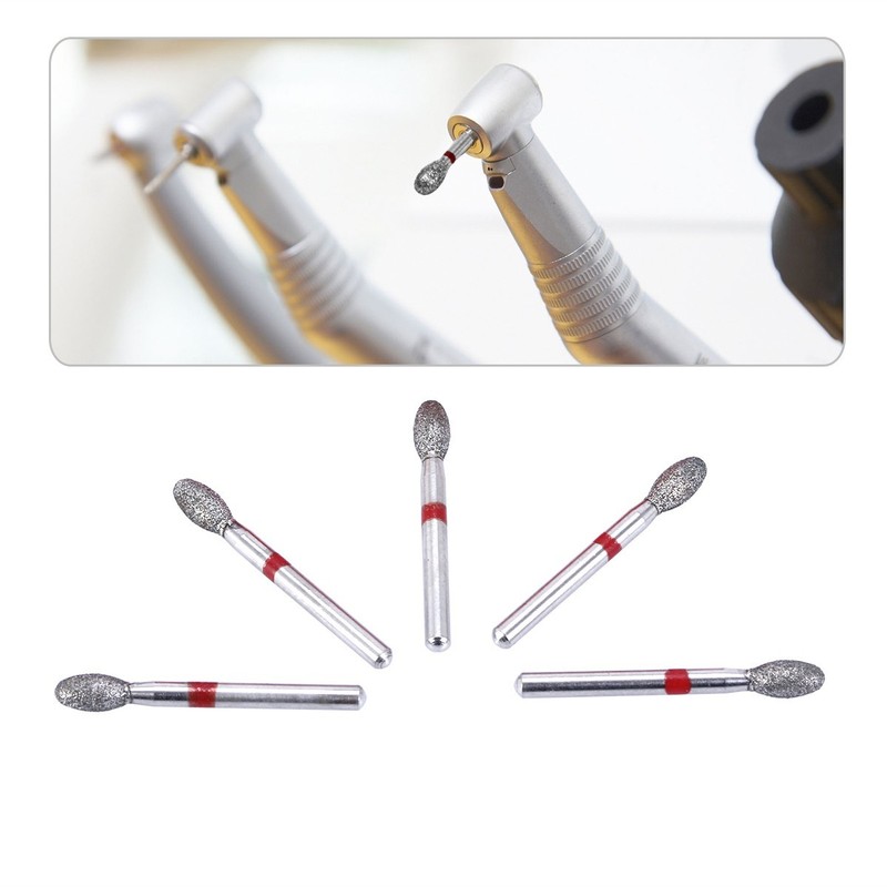 USA AZDENT Dental Diamond Burs Football Shape FG Burs Fine 379-023F/368-023F Red gallery