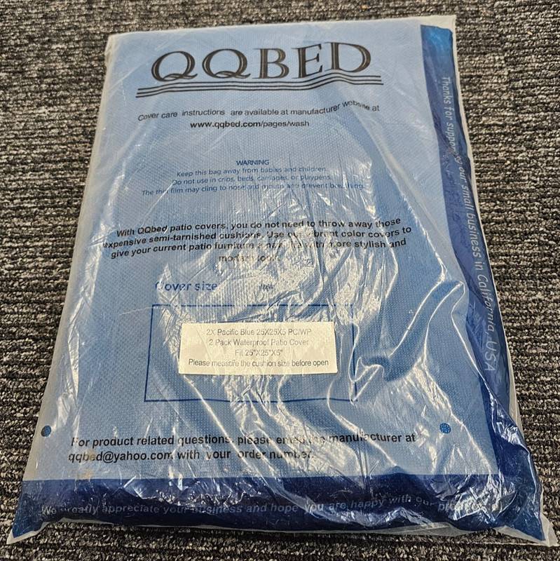 (QTY 2) QQBED 25X25X5 Pacific Blue Outdoor Seat Chair Patio Cushion Cover Case