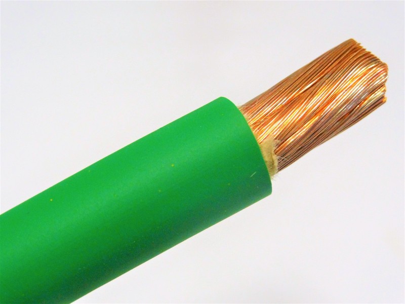 5′ FT 1/0 AWG WELDING/BATTERY CABLE GREEN 600V MADE IN USA COPPER EPDM JACKET