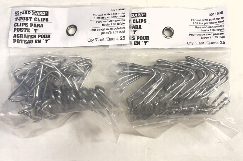 2 Bag of Yard Gard T-Post Clips 901169B Total 50 Pieces