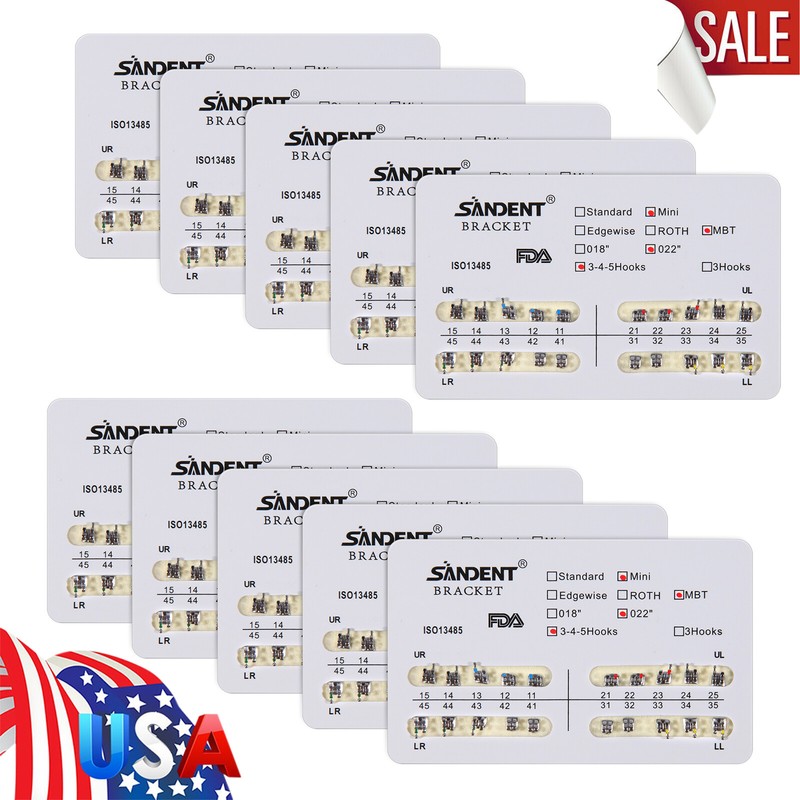SANDENT Orthodontic Dental Brackets Braces Mini Standard Roth MBT.022 Hooks ns