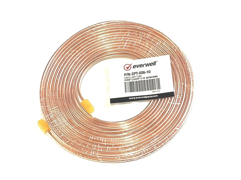 REFRIGERATION COPPER CAPILLARY TUBING 0.026″ (ID) x 0.072″ (OD) x10ft ASTM B-360