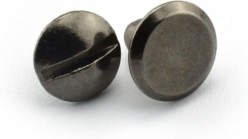 15 Chicago Screw Sets - Round Slotted Head Black Carbon Steel for Leather Craft gallery