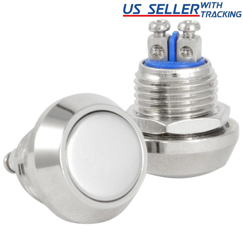 12mm Boat Horn / Starter Switch Circular Metal Momentary Push Button Waterproof