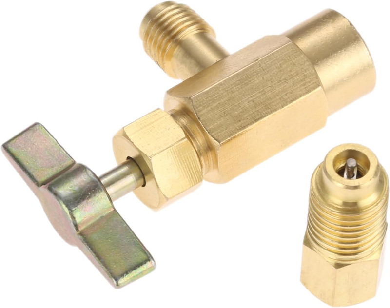 R1234YF Self-Sealing Can Tap with R134A Tank Adapter, 1/4" SAE 1/2" LH Thread Va gallery