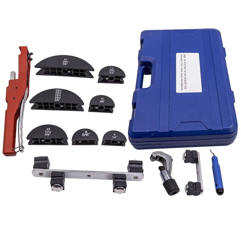 HVAC Ratcheting Pipe Tube Bender Tool Kit 1/2'' 1/4"-7/8" 90 Bending 7 Dies gallery
