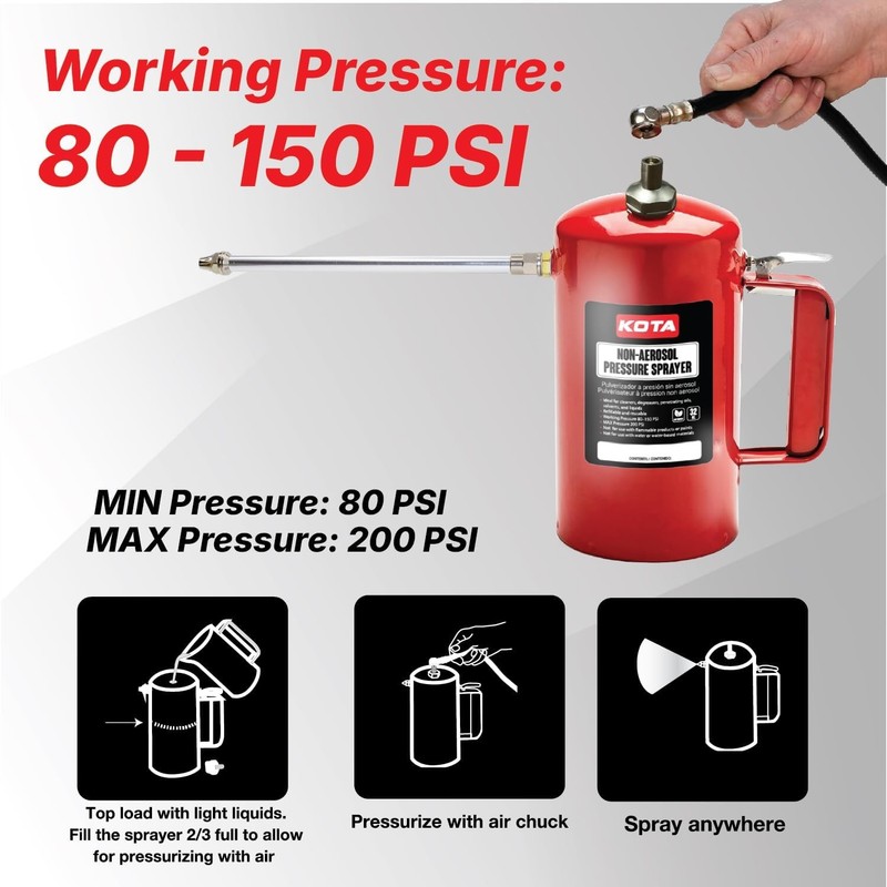 KOTA Non-Aerosol Pressure Sprayer, Refillable Bottle, 32oz Color: Red & Blue gallery