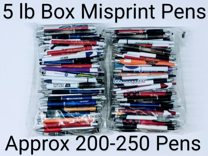 5lb Wholesale BULK lot Misprint Plastic Retractable Click Pens: 200-250 Per Box