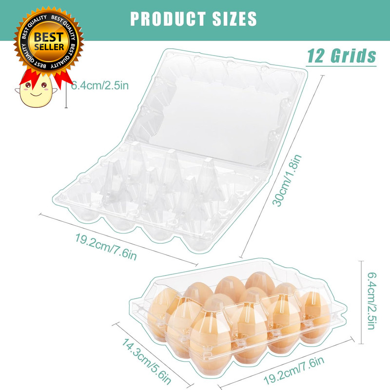100 Packs Egg Cartons Cheap Bulk，Plastic for 12 Eggs, Clear Egg Cartons gallery