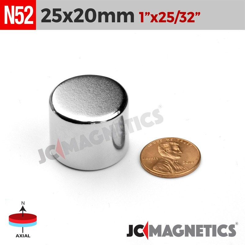 1pc 25mm x 20mm N52 Strong Rare Earth Neodymium Magnet Cylinder Disc 25x20mm