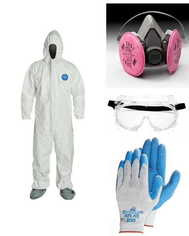 Lead & Asbestos Removal Kit W/ 3M Respirator, Coveralls, Safety Goggles & Gloves