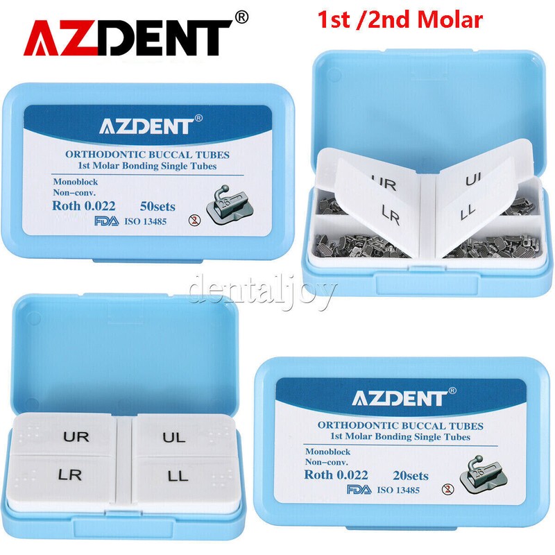 AZDENT Dental Orthodontic Buccal Tube 1st 2nd Molar Roth MBT 022/018 Bondable