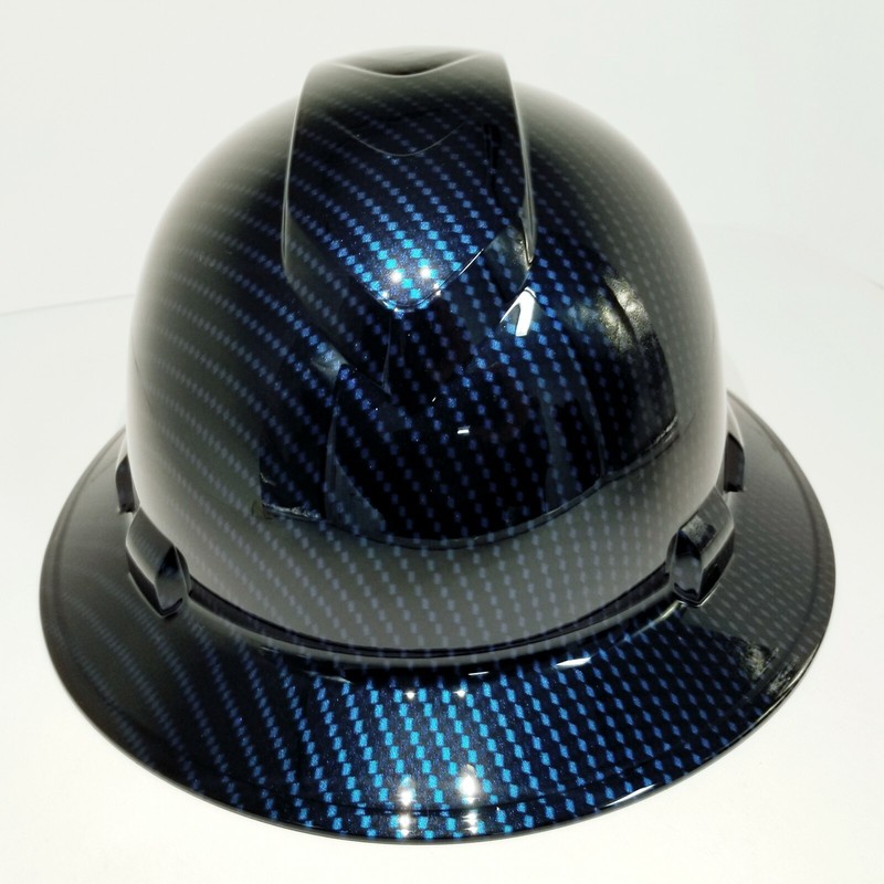 NEW FULL BRIM Hard Hat custom hydro dipped Deep blue candy carbon fiber sick gallery
