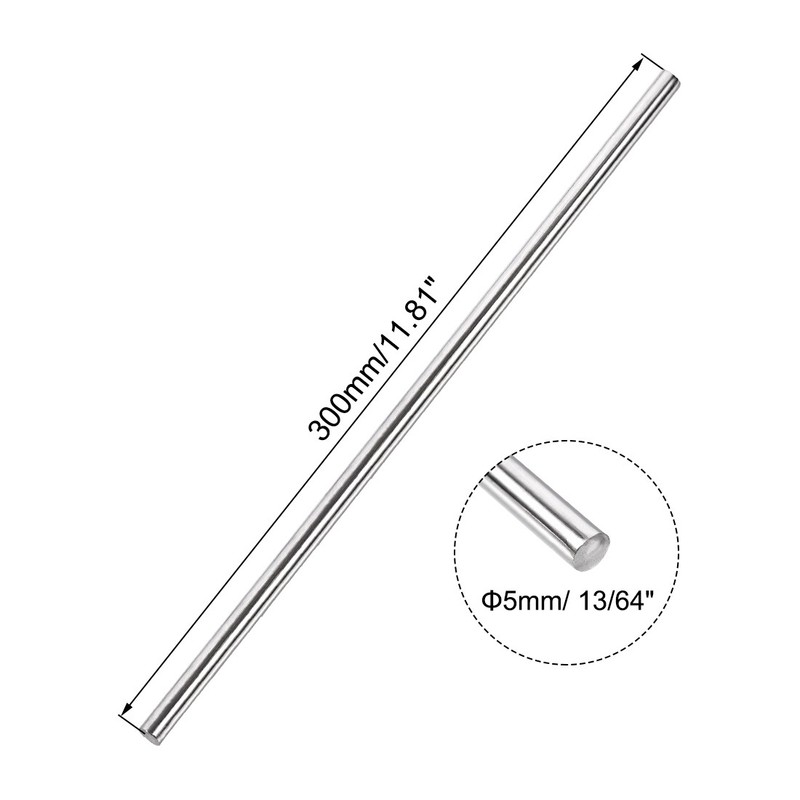 5 Pcs 5mm x 300mm Solid Round Rod for DIY Craft 304 Stainless Steel gallery