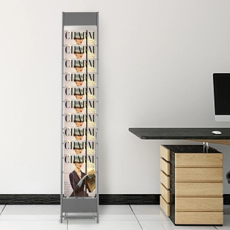 10Tier Floor Standing Literature Rack Brochure Magazine Display Holder Stand