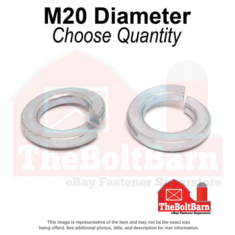M20 Class 10 Split Lock Washers Zinc Clear (Pick Quantity)