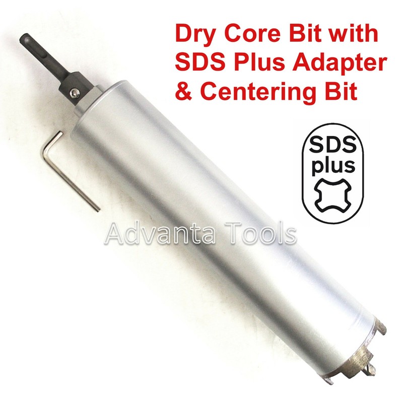 2″ Dry Diamond Core Bit for Concrete with SDS Plus Adapter & Pilot Drill Bit