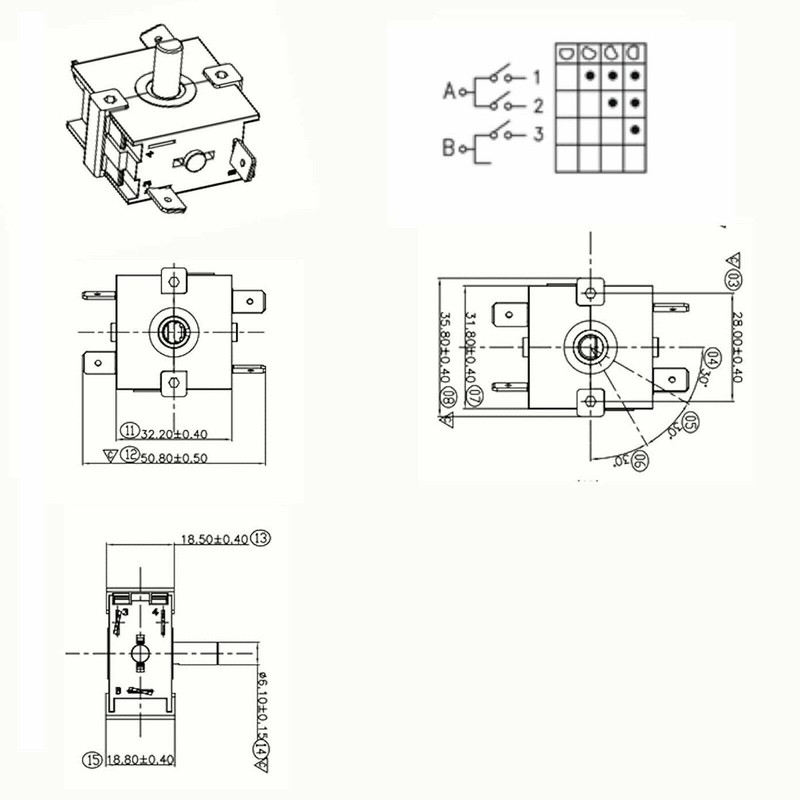 Rotary Switch w/ Knob 4-Position 3-Speed 120-250V, 15A Fan Heater Speed Selector gallery