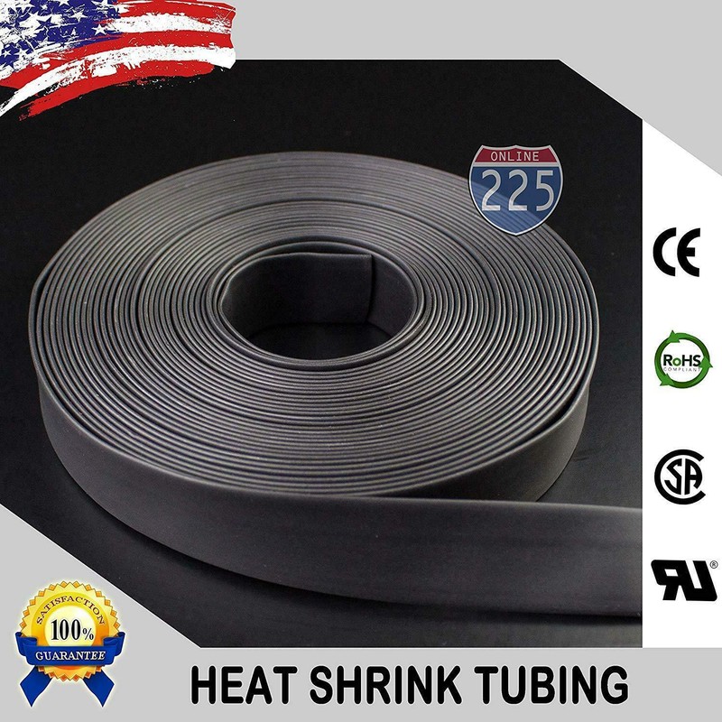 50 FT Feet Black 1 1/4" 32mm Polyolefin 2:1 Heat Shrink Tubing Tube Cable US UL