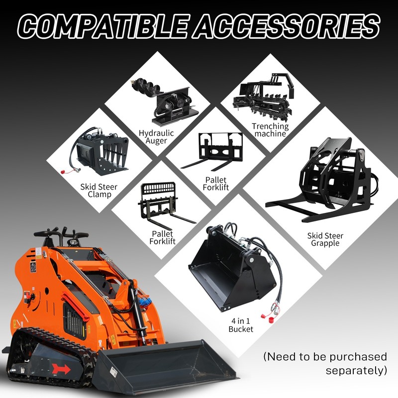 24HP Mini Track Skid Steer Loader, RATO 2-Cylinder Engine, 3-Pump Hydraulic Syst gallery