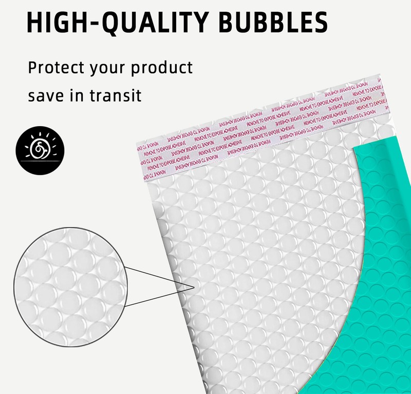 #000 4x8 (4x7) Poly Bubble Mailers Padded Envelope Shipping Bag TEAL 5-1000 Pcs gallery