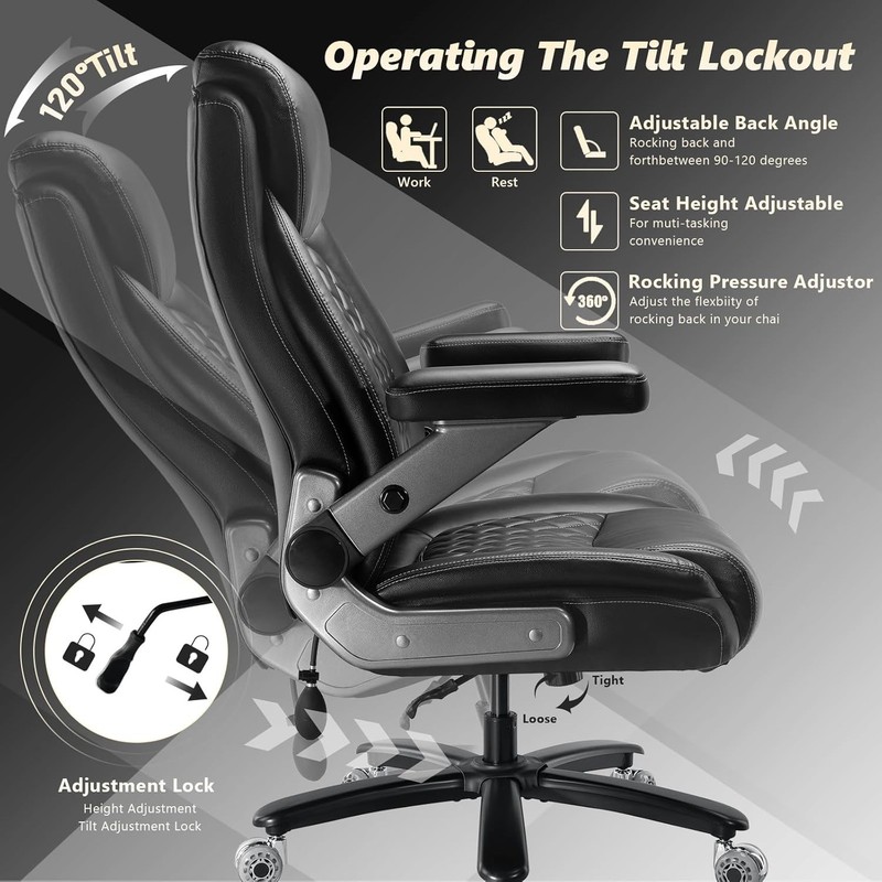 600LBS Large Heavy Duty Office Chair with 5D Flip Arms,Comfy Big and Tall Exe... gallery