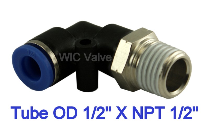 Pneumatic Male Elbow Connector Push In Fitting Tube OD 1/2″ X NPT 1/2″ 5 Pieces