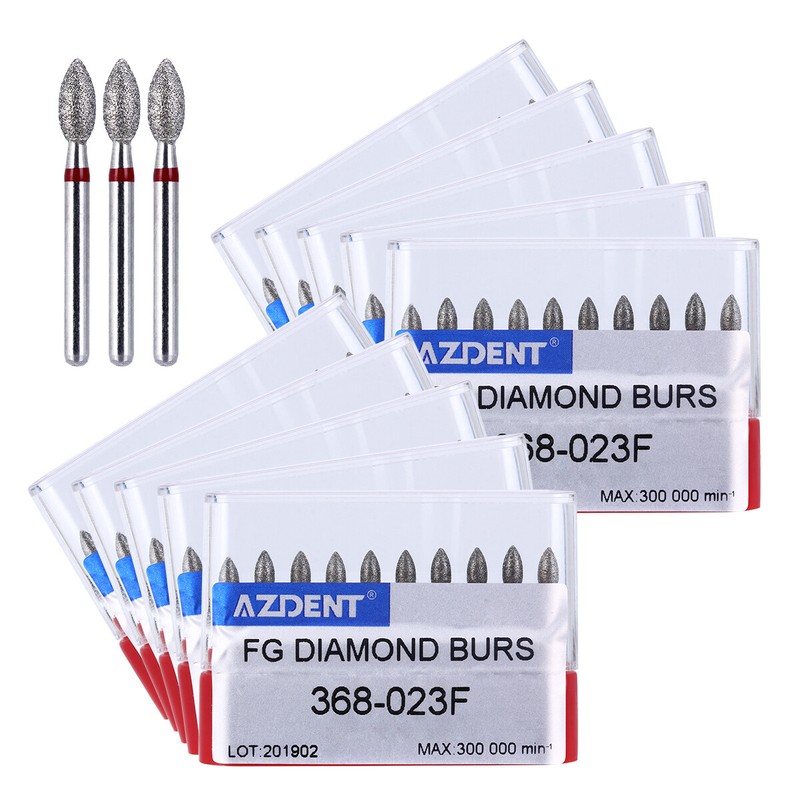 AZDENT Dental FG Diamond Burs Football #368-023F Fine Red 10pcs/box