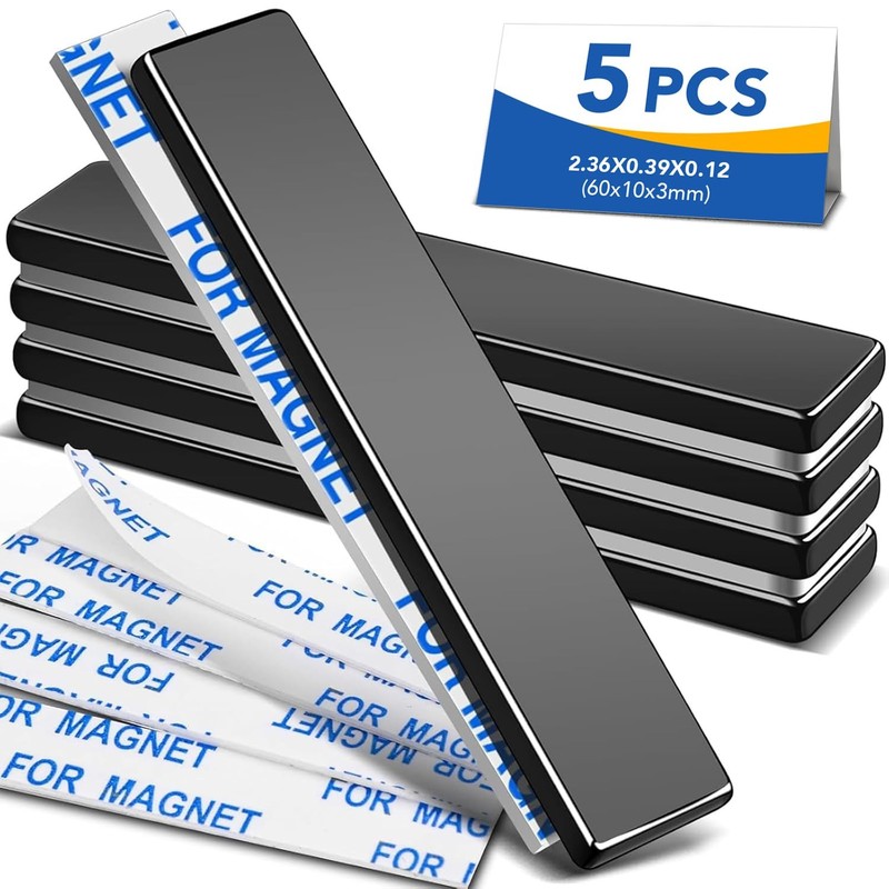 MIKEDE Neodymium Magnets, 5 Pack Black Super Strong 60x10x3 mm-black,