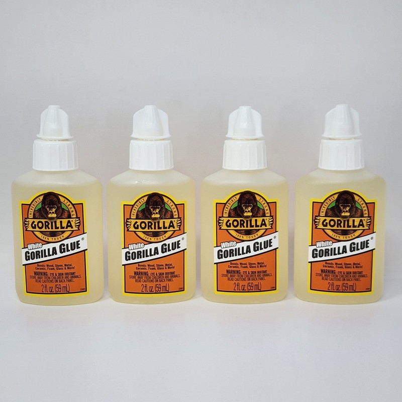 Gorilla Glue White Original Strong Bonds Wood Stone Metal Glass 2 fl oz (4 Pack)