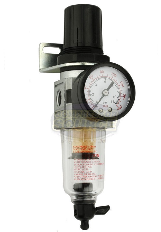 1/4″ Air Compressor Regulator & Filter In Line Combo w/ Gauge Compressed Air New