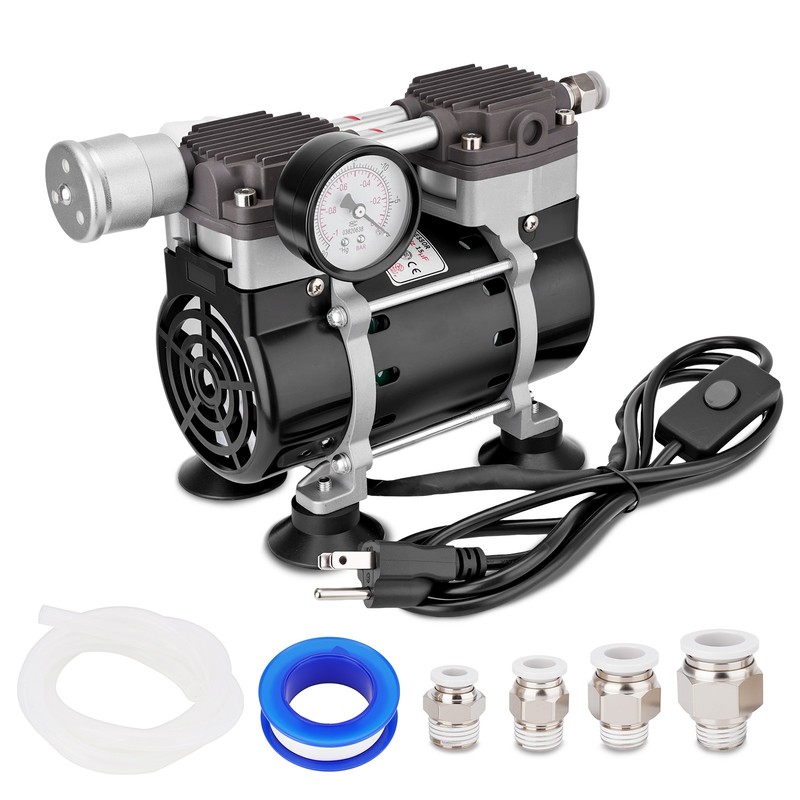 180W 50L/Min Vacuum Pump Lab Vacuum Pump w/ Switch Pressure Gauge Silencer Hose