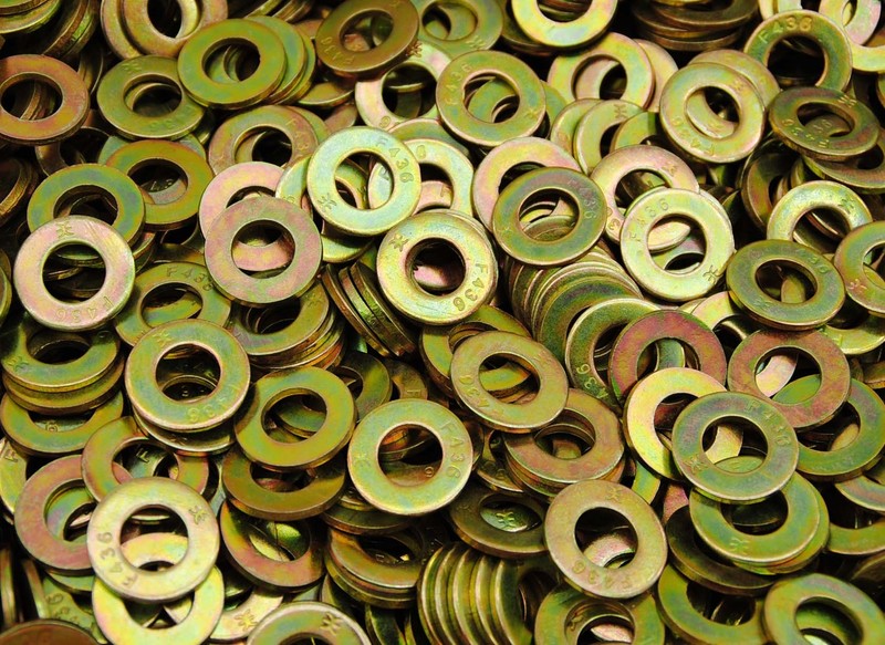 (350) Hardened 1/2 Flat Washer F436 SAE Grade 8 – Yellow Zinc Plated Thru-Hard