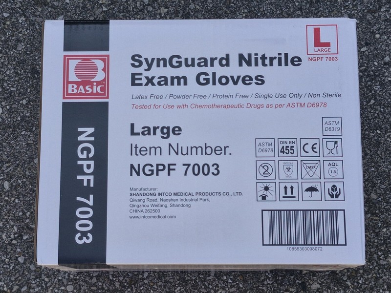 Synguard Nitrile Exam Gloves NGPF-7003, Case of 10 Boxes, 1000-Piece, Large Size
