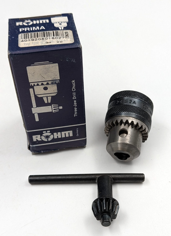 ROHM Prima Drill Chuck – 3/8″-24 #72628 – 0.5-8mm Cap – New – Made in Germany