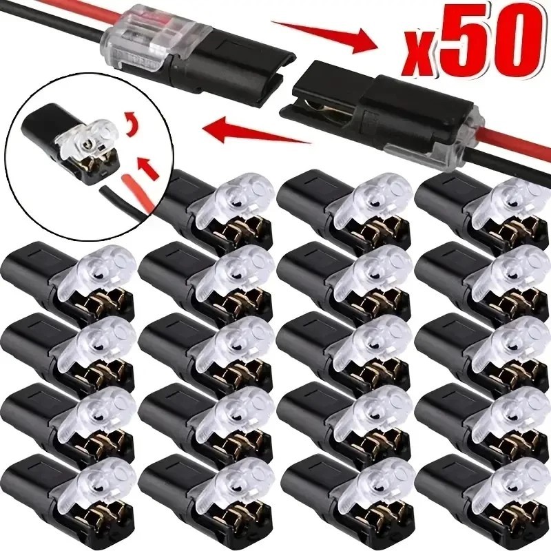 20/50 Pieces of Locking Plug-In Dual-Wire Led Connectors, 2-Pin 2-Way gallery