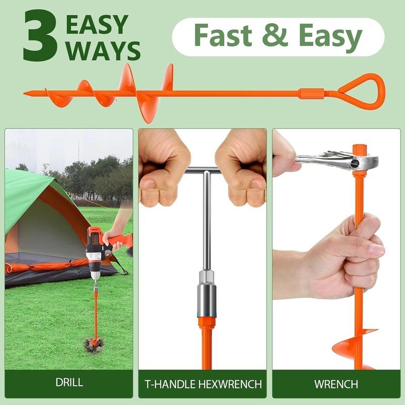 18''/30" Long Ground Anchor, Heavy Duty Earth Anchors Ground Anchors Screw in Ki gallery