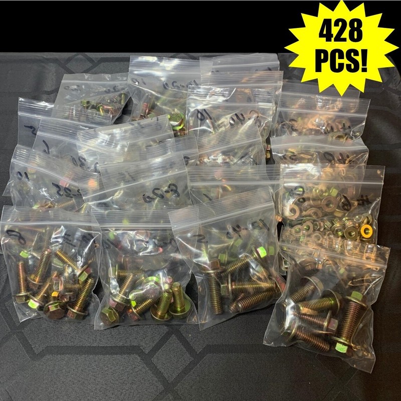 Grade 10.9 Metric Flange Bolt & Flange Nut Yellow Assortment Kit – 428 Pieces!