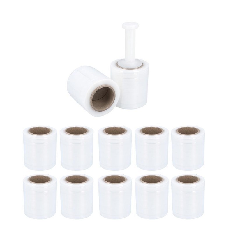 Cast Hand Stretch Wrap 12 Rolls 5″ x 650′ 100 Gauge Clear Bundling Shrink Film