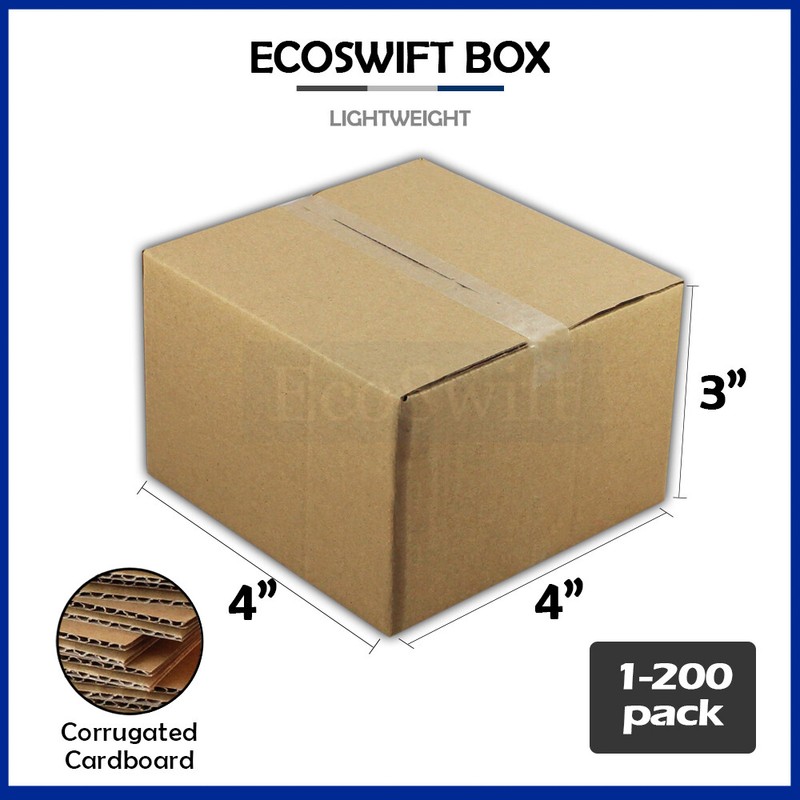 1-200 4x4x3 «EcoSwift» Cardboard Packing Mailing Shipping Corrugated Box Cartons