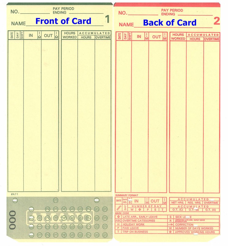 2000 AMANO MJR8000 TIME CLOCK CARDS SERIES # 000-249 (MJR-8000 0-249)
