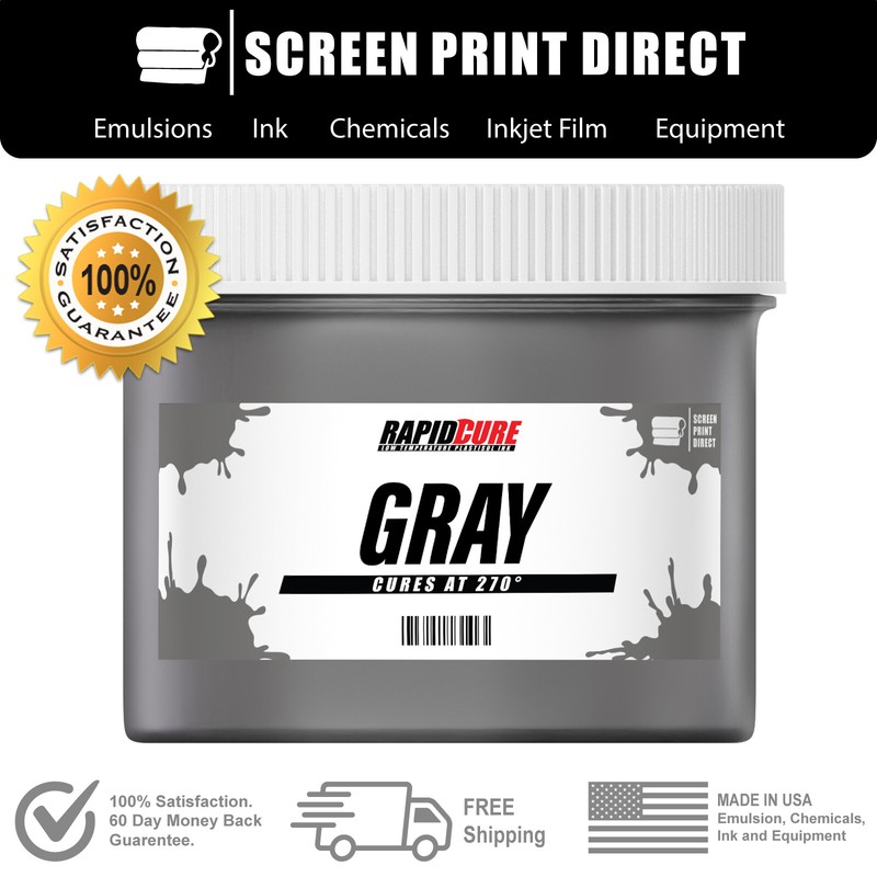 Gray – Screen Printing Plastisol Ink – Low Temp Cure 270F – Pint – 16oz