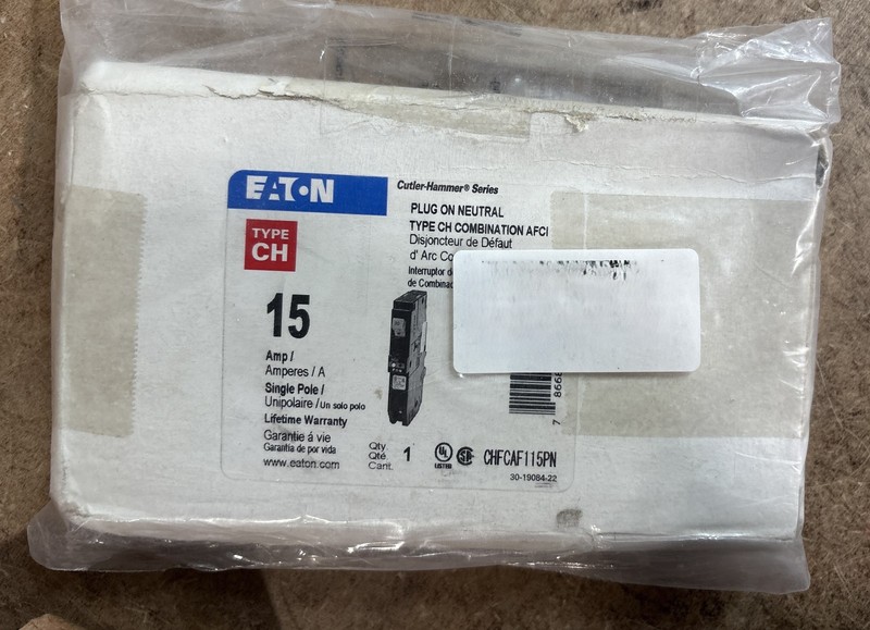 Eaton CHFCAF115PN CH AFCI circuit breaker, 15 A, 10 kAIC, Single-pole, 120/240 V