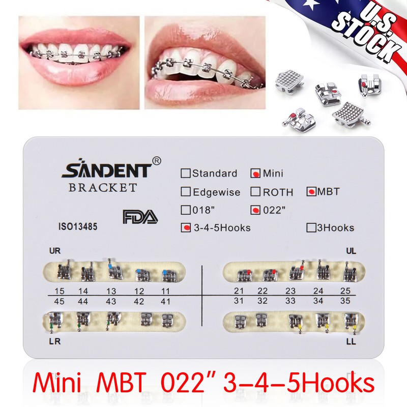 200pcs Dental Orthodontics Bracket Braces Mini MBT 022 Hooks 3-4-5 10 packs ty gallery
